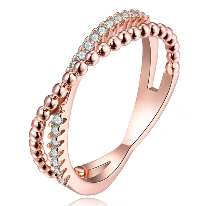 Dames Ring Rose Verguld met Zirkonia-17mm 1 Dames Ring Rose Verguld met Zirkonia-17mm