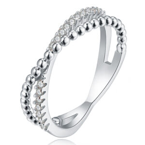Dames Ring Verzilverd met Zirkonia-16mm
