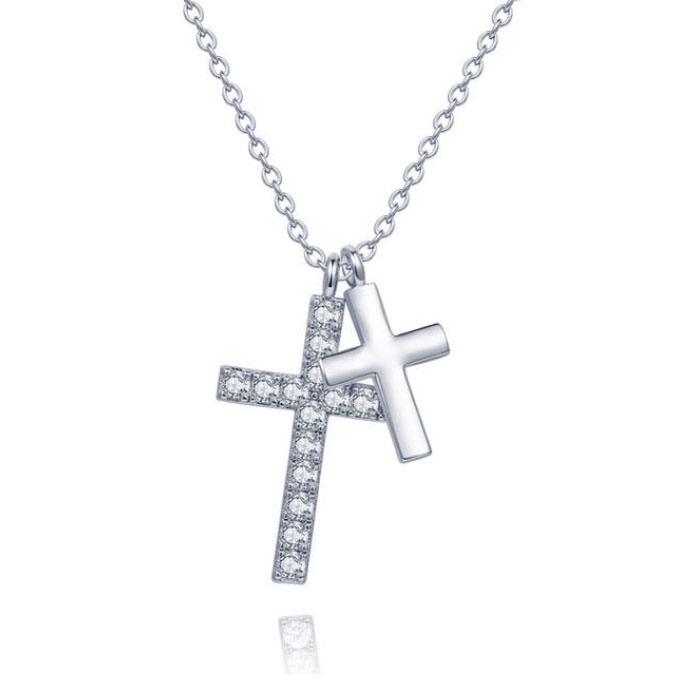 Dames ketting met kruis en zirkonia Zilverkleurig 1 Dames ketting met kruis en zirkonia Zilverkleurig