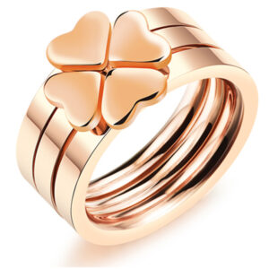 Damesring Rosegoud Staal Three Part Hearts-16mm