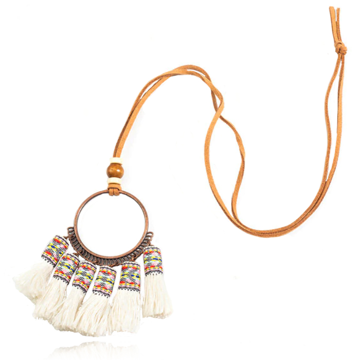 Deja Boho Tassel Ketting - Wit 1 Deja Boho Tassel Ketting - Wit