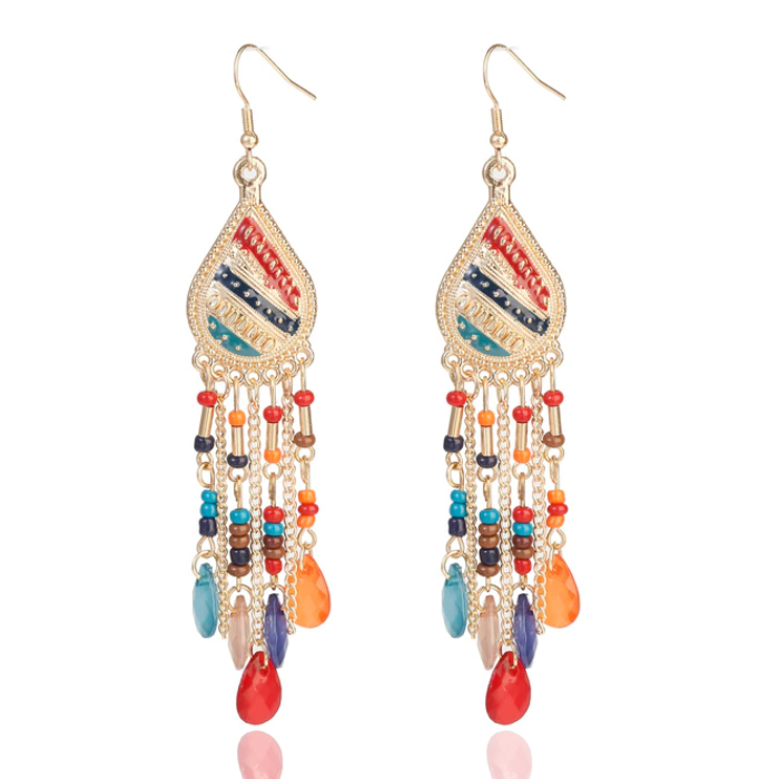 Deja Druppelvormige Tassel Oorbellen - Kristal Multicolor 1 Deja Druppelvormige Tassel Oorbellen - Kristal Multicolor