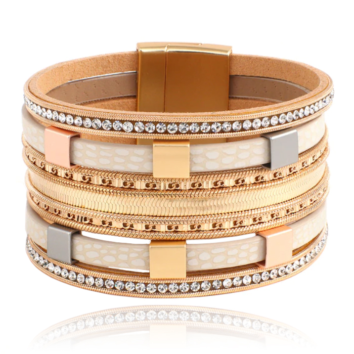 Deja Jewels Meerlaags Armband - Squares Goudkleurig 1 Deja Jewels Meerlaags Armband - Squares Goudkleurig