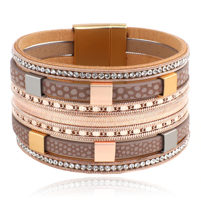 Deja Jewels Meerlaags Armband - Squares rosegoudkleurig 1 Deja Jewels Meerlaags Armband - Squares rosegoudkleurig
