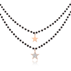 Dubbel Laags Ketting Kristal Kralen - Stars Rosegoudkleurig