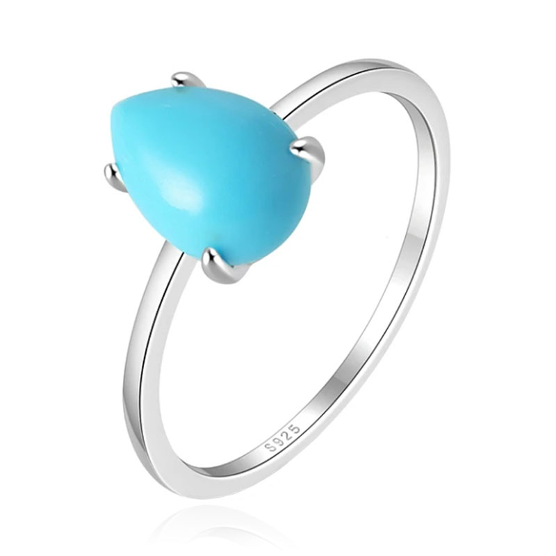 Elenza .925 Zilveren Ring met Turquoise Druppelvormige Steen-17mm 1 Elenza .925 Zilveren Ring met Turquoise Druppelvormige Steen-17mm