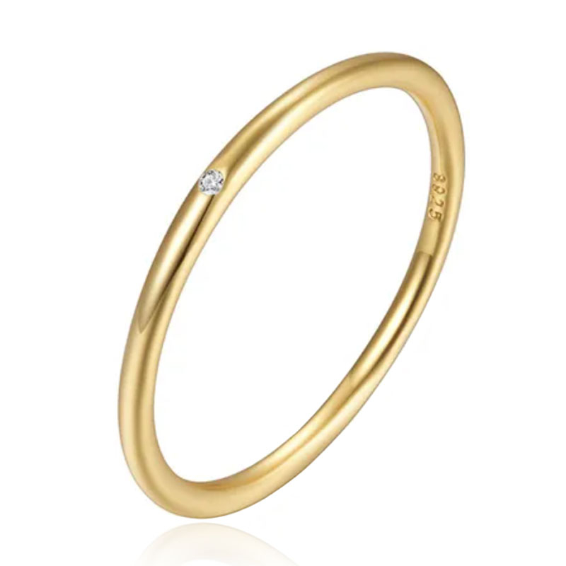 Elenza Thin .925 Zilveren Ring met Gouden Plating en Zirconia - 1mm-18mm 1 Elenza Thin .925 Zilveren Ring met Gouden Plating en Zirconia - 1mm-18mm