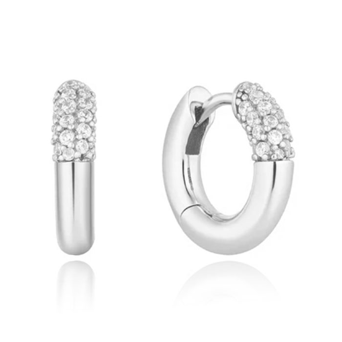 Elenza Zilverkleurige Oorbellen met Pavé Zirkonia 1 Elenza Zilverkleurige Oorbellen met Pavé Zirkonia