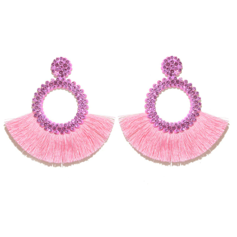 Fringe Oorbellen met Roze Strass van Cilla Jewels 1 Fringe Oorbellen met Roze Strass van Cilla Jewels
