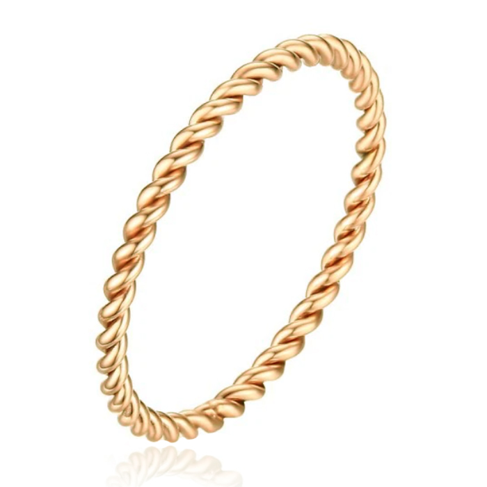 Gedraaide Elegante Dames Ring Edelstaal Verguld Goudkleurig-16mm 1 Gedraaide Elegante Dames Ring Edelstaal Verguld Goudkleurig-16mm