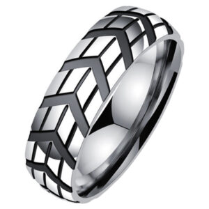 Gegroefde edelstaal heren ring-20mm