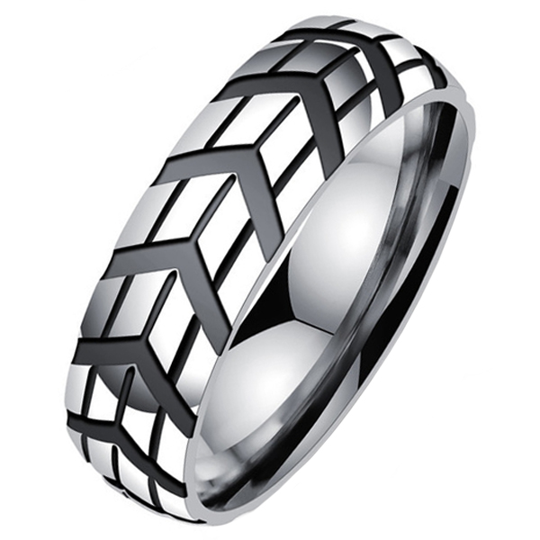 Gegroefde edelstaal heren ring-19mm 1 Gegroefde edelstaal heren ring-19mm