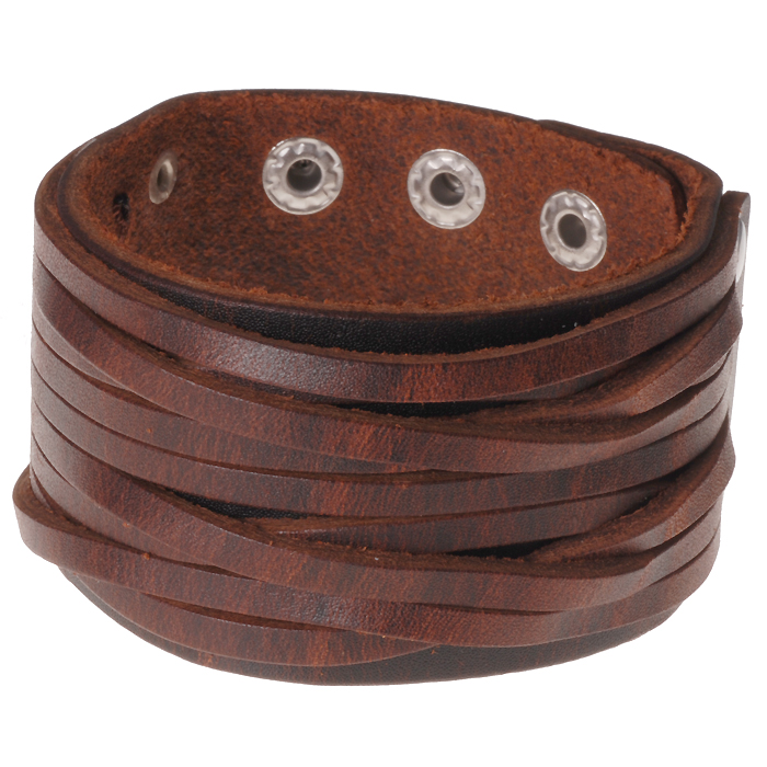 Gesneden bruine leren heren armband 1 Gesneden bruine leren heren armband