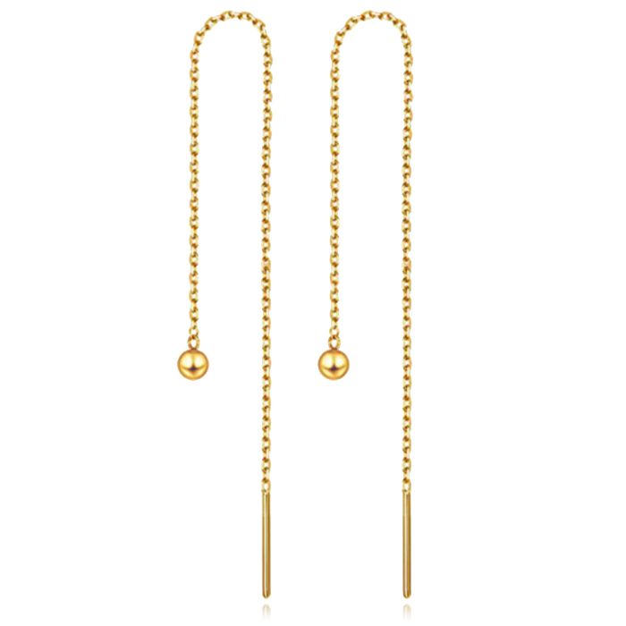 Goudkleurige Dames Ketting Oorbellen met Bal 1 Goudkleurige Dames Ketting Oorbellen met Bal