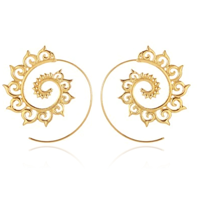 Goudkleurige Ronde Oorstekers Dames Spiraal verguld 1 Goudkleurige Ronde Oorstekers Dames Spiraal verguld