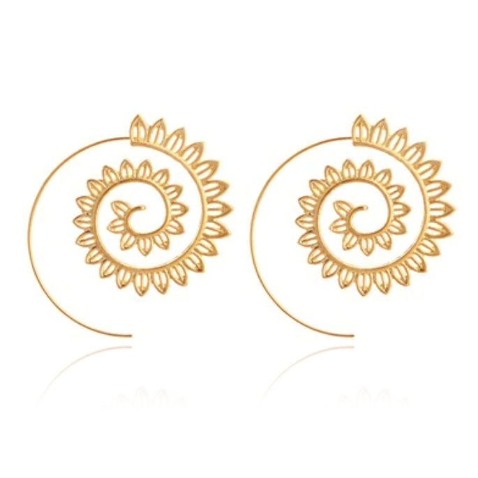 Goudkleurige Spiraal Oorstekers Dames verguld 1 Goudkleurige Spiraal Oorstekers Dames verguld