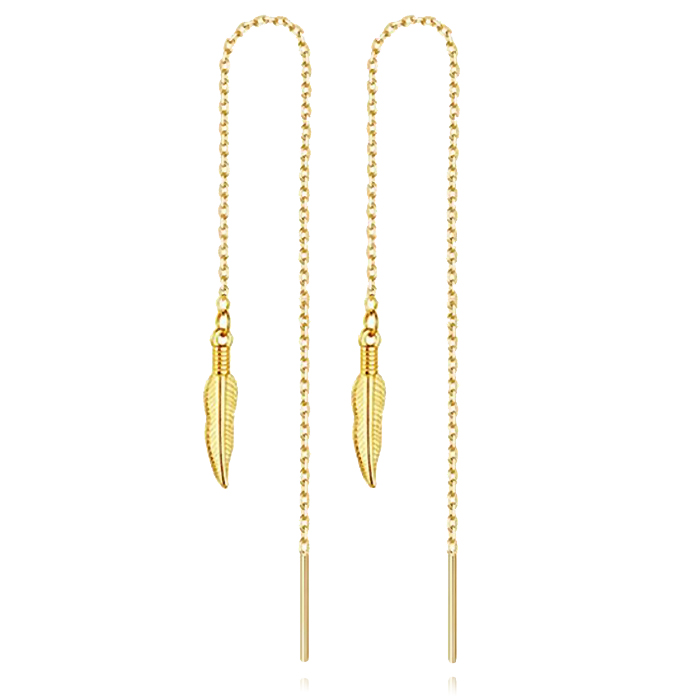 Ketting Oorhangers Dames met Blad goudkleurig van Edelstaal 1 Ketting Oorhangers Dames met Blad goudkleurig van Edelstaal