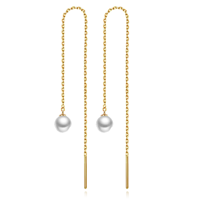 Ketting Oorhangers Dames met Parel Goudkleurig van Edelstaal 1 Ketting Oorhangers Dames met Parel Goudkleurig van Edelstaal