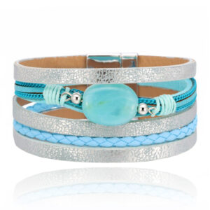 Layered Armband Vintage met Steen - Lichtblauw