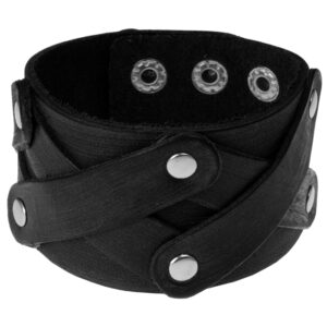 Leren heren armband Criss Cross Zwart