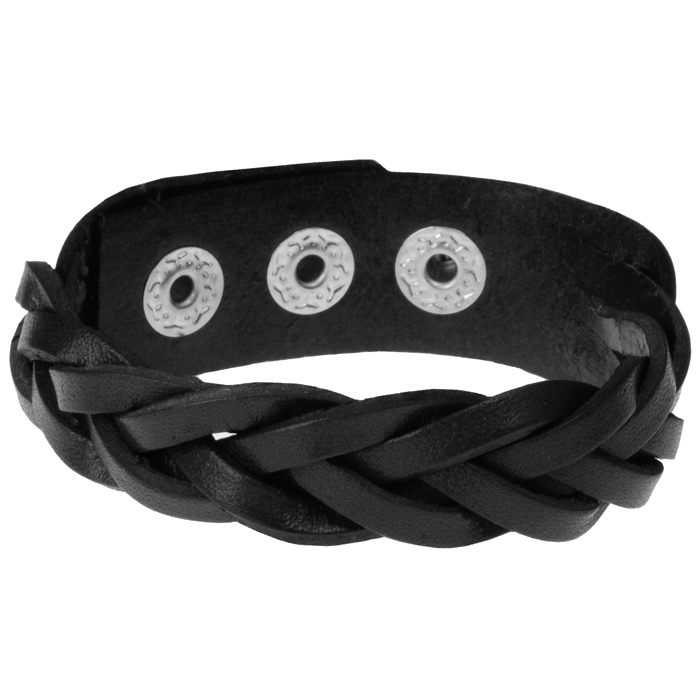 Leren mannen armband Twisted Wrap Zwart 1 Leren mannen armband Twisted Wrap Zwart