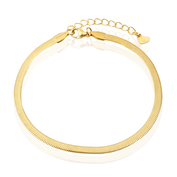 LGT JWLS Enkelband Herringbone Goudkleurig - 4mm 1 LGT JWLS Enkelband Herringbone Goudkleurig - 4mm