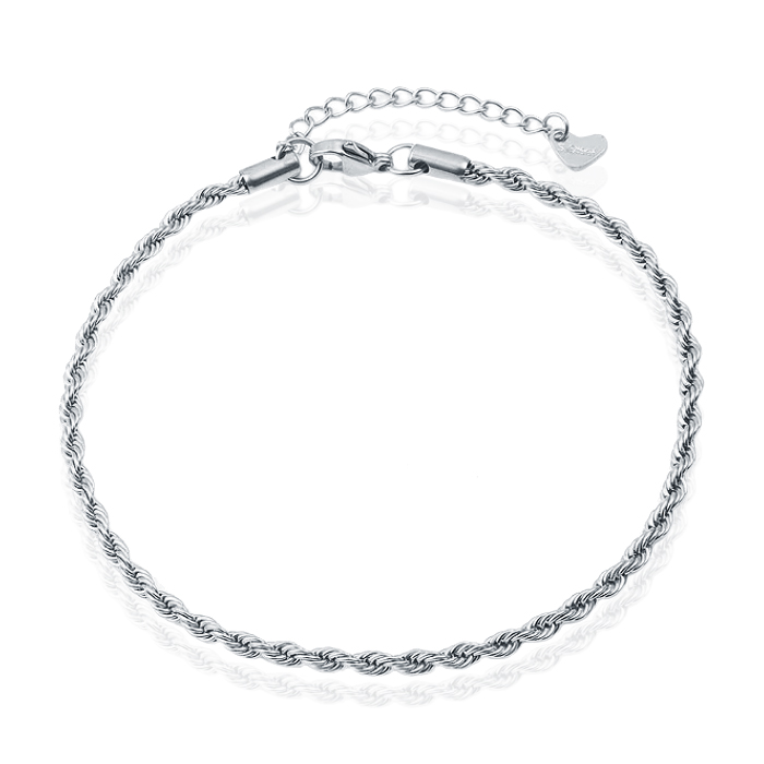 LGT JWLS Enkelband Rope Zilver - 3mm 1 LGT JWLS Enkelband Rope Zilver - 3mm