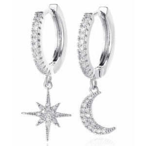 LGT JWLS Oorringen met Ster en Maan Hanger - Star Moon Silver