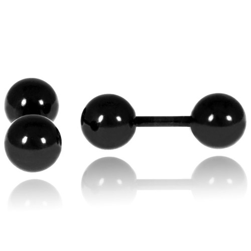 LGT Jewels Stud oorbellen Dubbele Bol Zwart 6mm 1 LGT Jewels Stud oorbellen Dubbele Bol Zwart 6mm