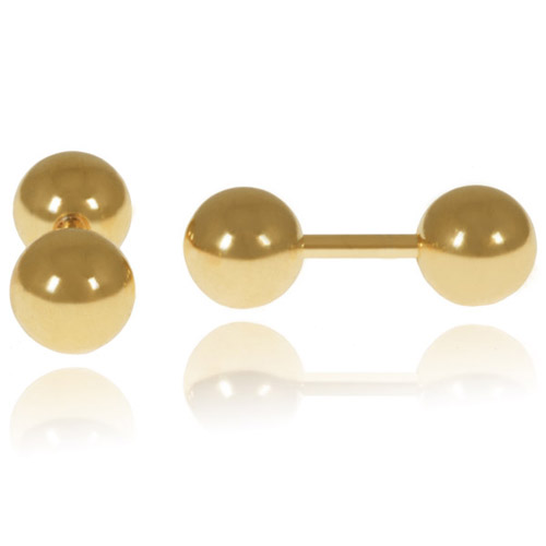 LGT Jewels Stud oorbellen Dubbele Bol Goud 6mm 1 LGT Jewels Stud oorbellen Dubbele Bol Goud 6mm