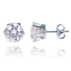 LGT Jewels Stud oorbellen Edelstaal Classic Round Transparent 8mm