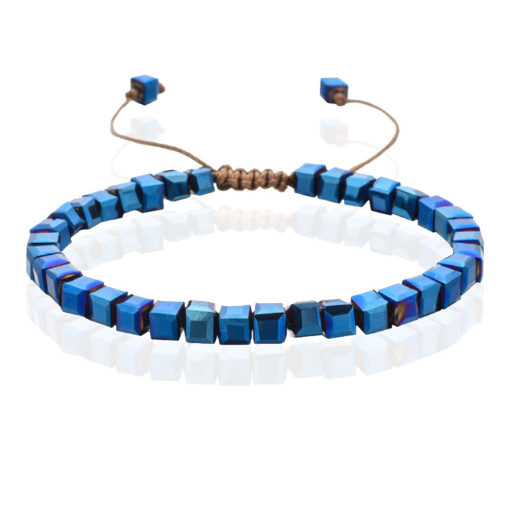 Memphis Bohemia Kralen Armband - 4mm Kristal Glas Donkerblauw 1 Memphis Bohemia Kralen Armband - 4mm Kristal Glas Donkerblauw
