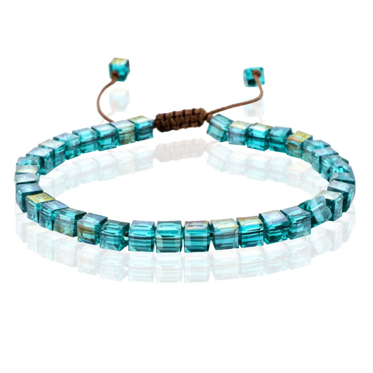 Memphis Bohemia Kralen Armband - 4mm Kristal Glas Turquoise 1 Memphis Bohemia Kralen Armband - 4mm Kristal Glas Turquoise