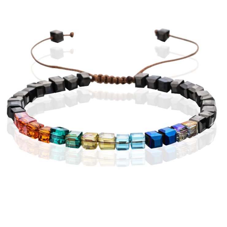 Memphis Bohemia Kralen Armband - 4mm Kristal Glas Zwart Multi 1 Memphis Bohemia Kralen Armband - 4mm Kristal Glas Zwart Multi