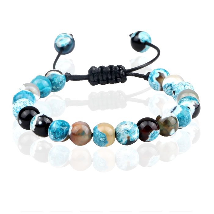 Memphis Dames Armband 8mm Kralen - Light Blue Fire 1 Memphis Dames Armband 8mm Kralen - Light Blue Fire
