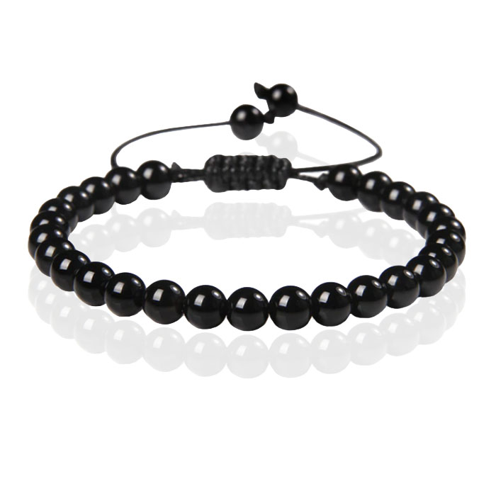 Memphis No.2 Natuursteen Armband Dames - 6mm Black Agate 1 Memphis No.2 Natuursteen Armband Dames - 6mm Black Agate