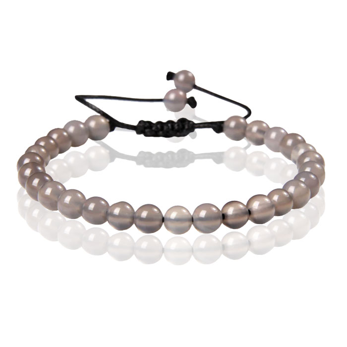 Memphis No.2 Natuursteen Armband Dames - 6mm Grijze Agaat 1 Memphis No.2 Natuursteen Armband Dames - 6mm Grijze Agaat