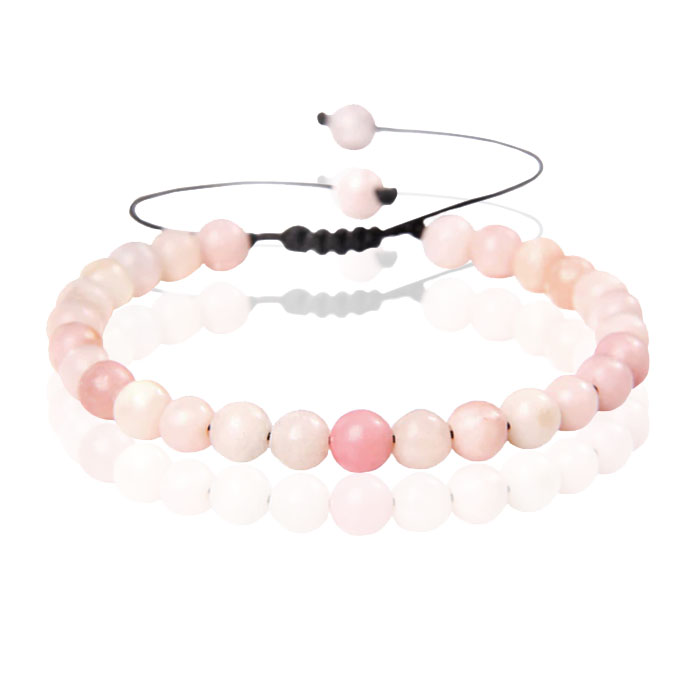Memphis No.2 Natuursteen Armband Dames - 6mm Pink Opal 1 Memphis No.2 Natuursteen Armband Dames - 6mm Pink Opal