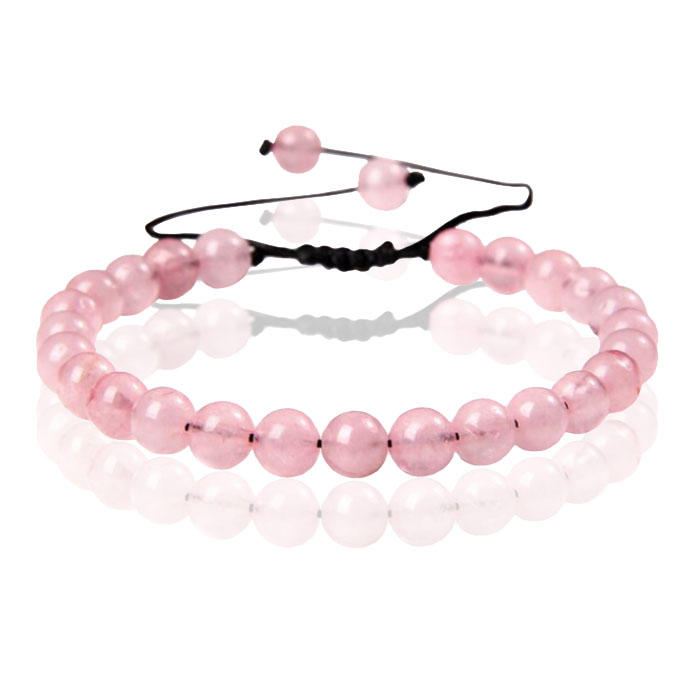 Memphis No.2 Natuursteen Armband Dames - 6mm Pink Quartz 1 Memphis No.2 Natuursteen Armband Dames - 6mm Pink Quartz