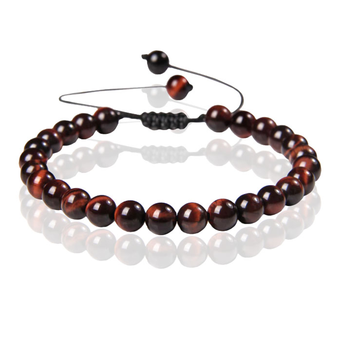 Memphis No.2 Natuursteen Armband Dames - 6mm Rode Tijgeroog 1 Memphis No.2 Natuursteen Armband Dames - 6mm Rode Tijgeroog