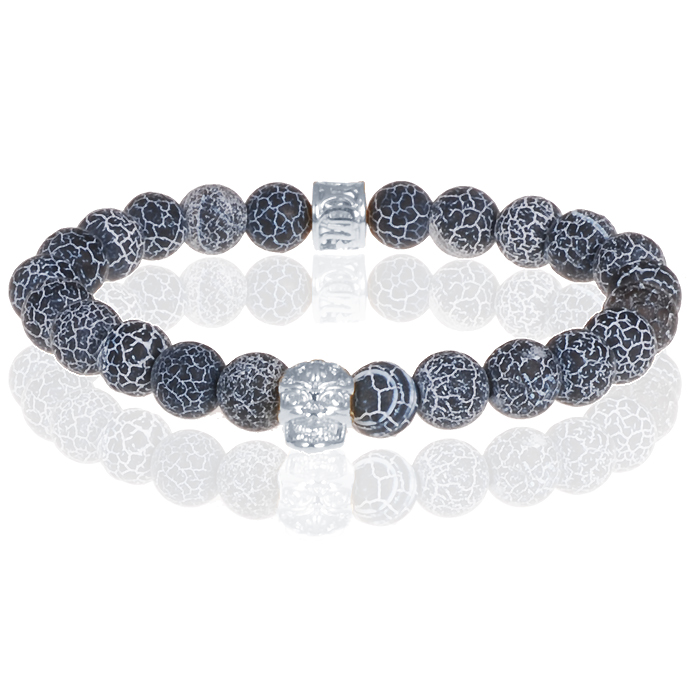 Memphis armband Frosted Agaat Silver Skull 1 Memphis armband Frosted Agaat Silver Skull