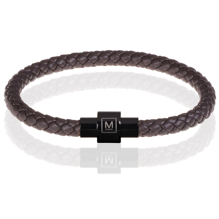 Memphis armband leer met edelstaal Donkerbruin Zwart-19cm 1 Memphis armband leer met edelstaal Donkerbruin Zwart-19cm
