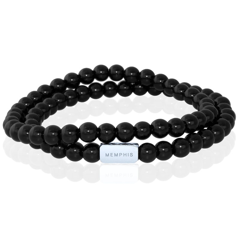 Memphis DUO Kralenarmbanden set "Double Onyx"-21cm 1 Memphis DUO Kralenarmbanden set "Double Onyx"-21cm