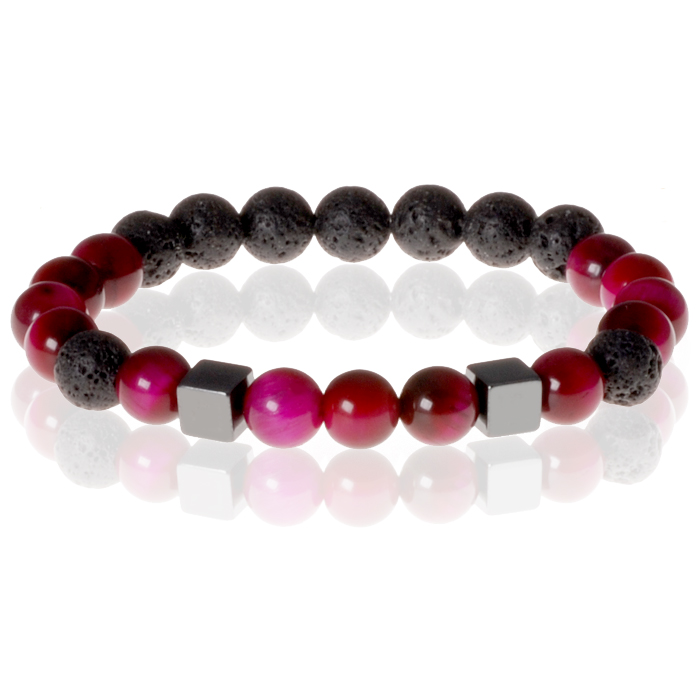 Memphis heren armband Tijgeroog Lavasteen kralen 1 Memphis heren armband Tijgeroog Lavasteen kralen