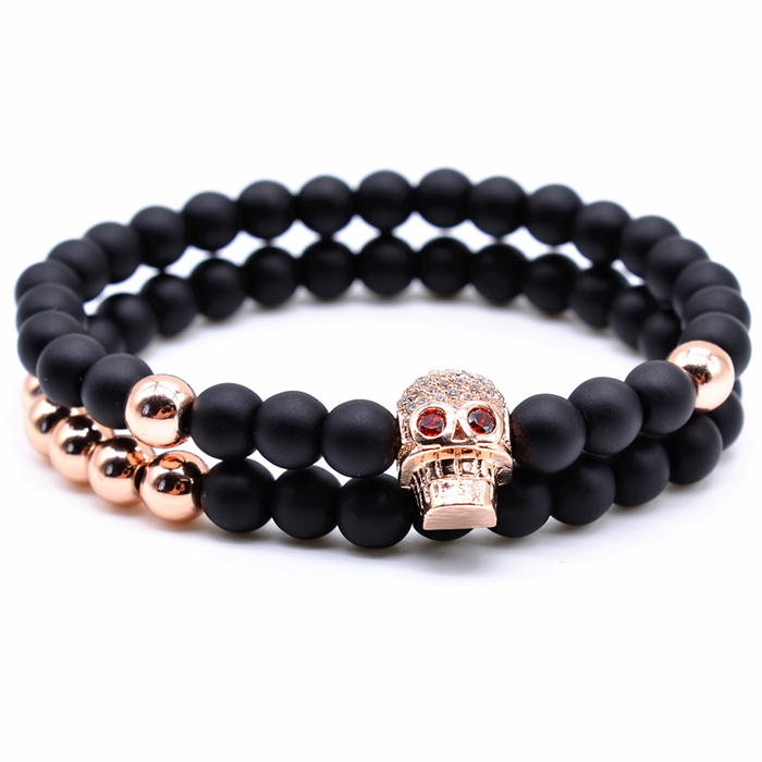 Memphis kralen armband Agaat Skull Rose 1 Memphis kralen armband Agaat Skull Rose