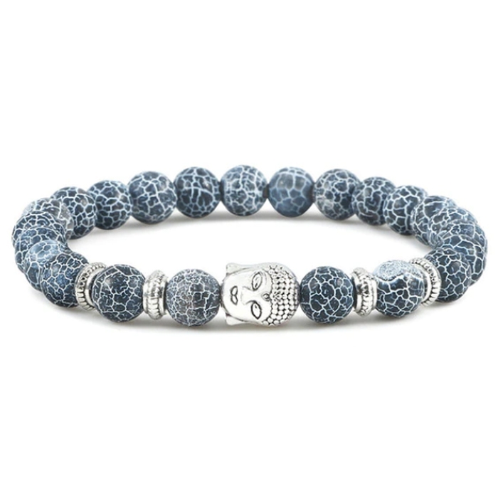 Memphis kralen armband Frosted Agaat Silver Buddha 1 Memphis kralen armband Frosted Agaat Silver Buddha
