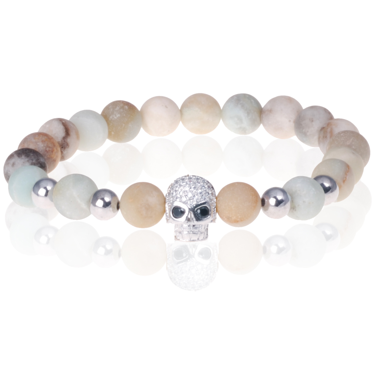 Memphis kralen armband Frosted Amazoniet Skull 1 Memphis kralen armband Frosted Amazoniet Skull