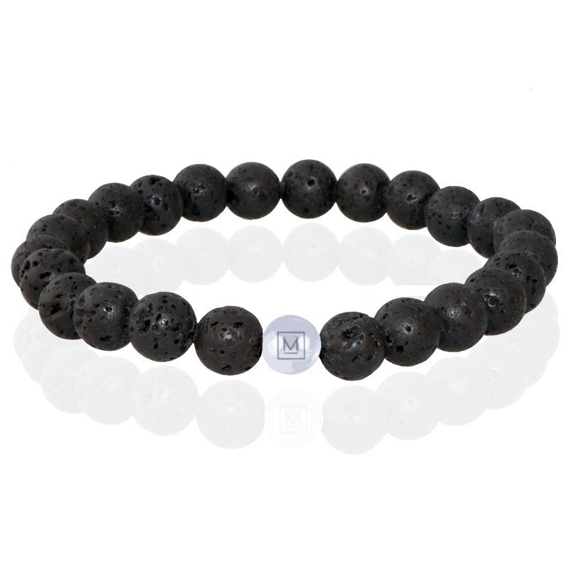 Memphis Kralen Armband Lavasteen Edelstaal Kraal-21cm 1 Memphis Kralen Armband Lavasteen Edelstaal Kraal-21cm