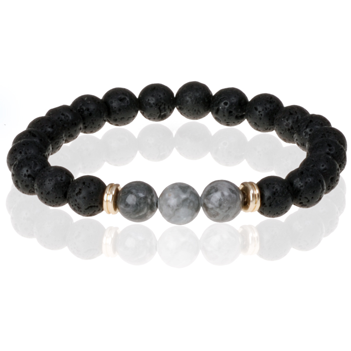 Memphis Kralen armband Lavastone Royalty Grey 1 Memphis Kralen armband Lavastone Royalty Grey