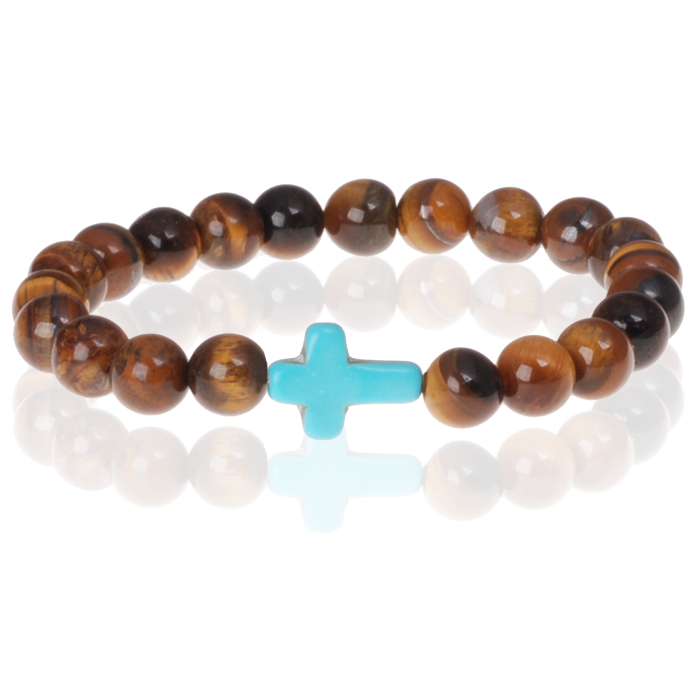 Memphis kralen armband Tigereye Cross 1 Memphis kralen armband Tigereye Cross